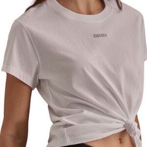 Free Yoga Bag W/Purchase NWT DKNY Compression Capri Leggings & Knot-Front T-Shir